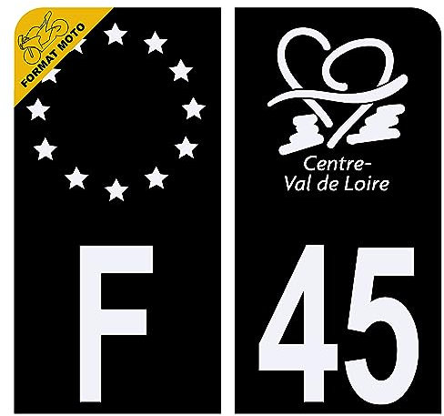 HADEXIA Aufkleber für Nummernschild, Motorrad, Département 45, Schwarz