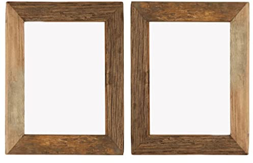 Dekor-Bilderrahmen, 2 Stück, 34 x 40 cm, massives Altholz und Glas, Haus & Garten