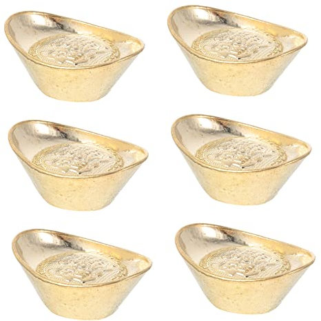 Abaodam Messinggold Barren Dekor 6 Stück Simulation Kleiner Barren Modelle Feng Shui Reichtum Büro Wohnkultur