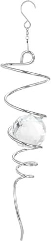 PATIKIL 13 Gazing Ball Spiral Tail, Decorative Wind Spinners 2 Crystal Glass Ball, Unique Gift Hanging Decor for Indoor Outdoor Garden Decoration, White
