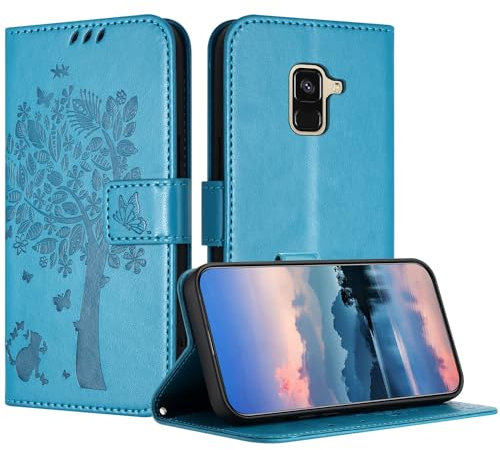 JayModCase Hülle für Samsung Galaxy J6 2018, Leder Klapphülle Schutzhülle mit [Kartenfach] [Standfunktion] [Magnetverschluss] Handyhülle Kompatibel mit Samsung J6 2018 - Blau