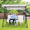 COVERONICS Terrassenschaukel mit 3 Sitzen, Outdoor-Schaukel mit verstellbarem Baldachin und Kissen, umwandelbar, strapazierfähig, für Veranda, Garten, Hof, Pool, Rasen, Deck, Balkon