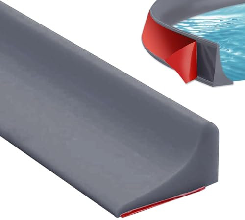 LPAMABA 2M 12x20mm Barrera de Agua para Ducha Autoadhesiva Barrera de Ducha Borde para Plato de Ducha Umbral Plato de Ducha Perfil Ducha Tope de Agua Borde Plato Embellecedor Copete Encimera Cocina