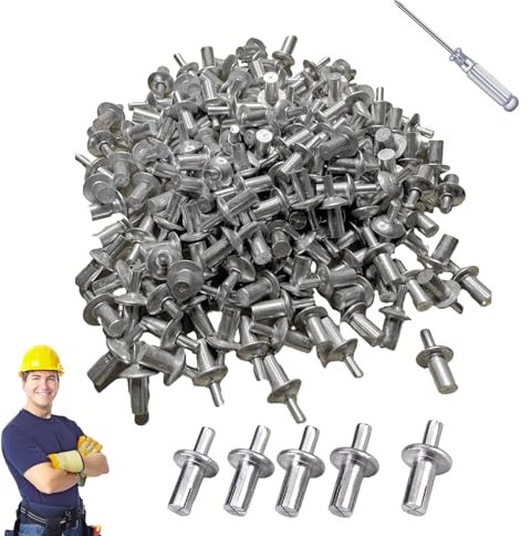Hammer Drive Rivets,Aluminum Core Rivets with Round Head,Aluminum Blind Rivet Round Knock Type Dome Head Core Rivets,Knock Type Expansion Aluminum Rivets (50pcs)