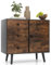 GiantexUK Storage Cabinet, Freestanding Buffet Sideboard with 3 Drawers, Door Cabinet, Adjustable Shelf & Anti-Tipping Device, Industrial Wooden Display Cupboard for Kitchen Dining Living Room Office