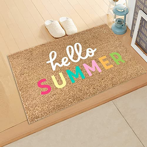 JAXICH Doormats Outside Door Mat Personalized Durable Non Slip Easy Clean Entrance Mat Welcome Mat Entrance Doormat Washable hello SUMMER Coir Door Mats Indoor for Entryway Hallway Kitchen