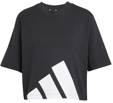 adidas Damen Essentials BIG Logo Boyfriend T-Shirt, Black/White, XS