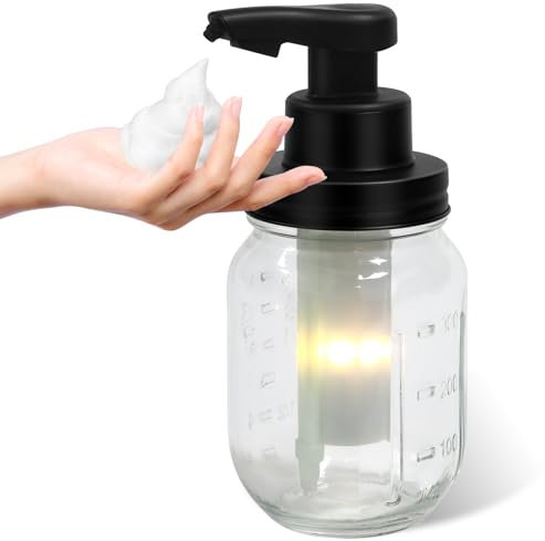 Seifenspender Automatisch Elektrischer Seifenspender Glas Schaumseifenspender No Touch Seifenspender Soap Dispenser Einmachglas Automatic Seifenspender Mit Sensor Schaum FüR Bad,KüChe Durchsichtig