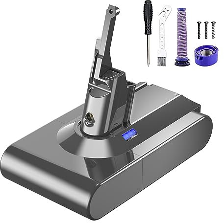 V8 Batterie 6000mAh, Batterie de Remplacement pour Dyson V8 Absolute V8 Animal V8 Fluffy V8 Motorhead (2 filtres + 1 Tournevis + 3 vis + 1 Brosse)