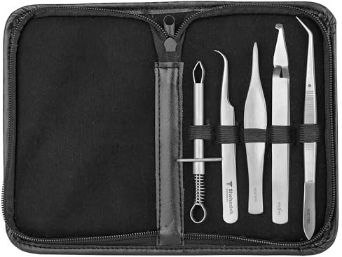Shehadeh - Zecken-Pinzetten - Zeckenentferner- Erste-Hilfe-Splitterpinzetten- Set 5-teilig - inkl. Etui