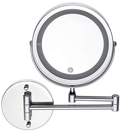 iFutniew Miroir grossissant x10 LED pour salle de bain - Fixation murale à 360°