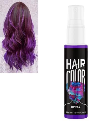 Hair Colour Spray,Purple Temporary Hair Dye,Temporary Coloured Hair Spray,Unisex Hair Spr/ay Coloured,Semi Permanent Ha/ir Dye Sp/ray,Washable Colour/ed H/air S/pray Wash Out,Instant Styling(Purple)