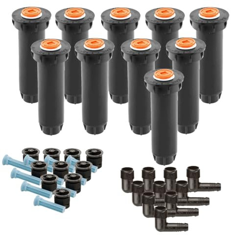 10x Rain-Bird 1804 Versenkregner mit 15 Van Düsen 3,4-4,6 m & 1/2 Flexwinkel SBE050