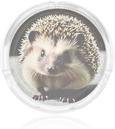 Niedlicher runder Aschenbecher aus Glas, Igel, ein stilvolles, langlebiges und elegantes Raucherzubehör für Zuhause oder Büro.