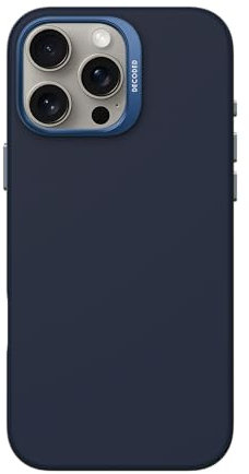 DECODED Silicone Case for iPhone 16 Pro Max, Premium Soft-Touch, Antibacterial Coating, MagSafe Compatible, Drop and Impact Protection, Metal Buttons, Solid Grip, Navy Blue