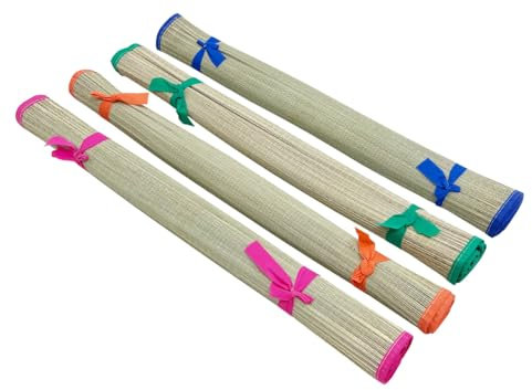 BIANCHERIAWEB Tapis de plage pliable en paille bord coloré modèle Salvador