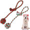 Vivifying Hund Seil Ball, 2 Stück Kaubälle aus Geflochtener Baumwolle für Hunde Zahnreinigung （Rot Grün Weiß）