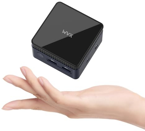WVX 2025 Mini PC N100 (Up to 3.4 Ghz) Small Computers Support 4K Dual Display Micro Desktop Computers LPDDR5 3X USB 3.2 WiFi Bluetooth (N100 12G+512G)