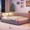 KEYIDE Polsterbett Schlafsofa 140x200 mit LED-Beleuchtung und Aufladen USB, Bettgestell mit Lattenrost aus Holz, Daybett Tagesbett Gästebett Jugendbett, Samtstoff, Ohne Matratze (Hellgrau, 140 x 200)