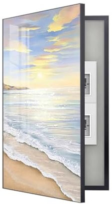 Décoration Du Couvercle Du Panneau Électrique - Cadre En Aluminium, Caché Panneau De Disjoncteurs Peinture Décorative, Armoire De Recouvrement De Boîte À Fusibles Décoration Intérieure(Black frame,50x
