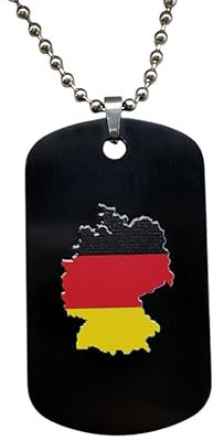 Printmove Dog Tag Deutschland - Kette für Auto - Halskette - Deutschland Flagge - Autoschmuck 30 x 50 mm Kette - Deutschland Kette - Deutschland Kette - Soldaten Kette -