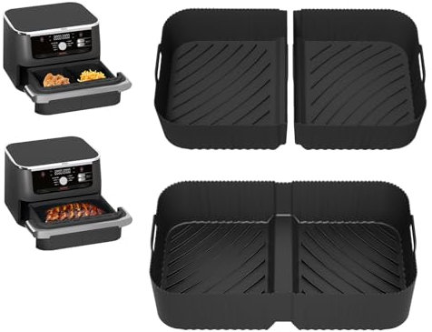 Air Fryer Accessories, Silicone Air Fryer Liner 3 Pack, Permium 10cm High, Ninja Large Dual Air Fryer Liners, Reusable Air Fryer Liners, for Ninja 10.4L Foodi Flexdrawer AF500UK, AF500UKCP