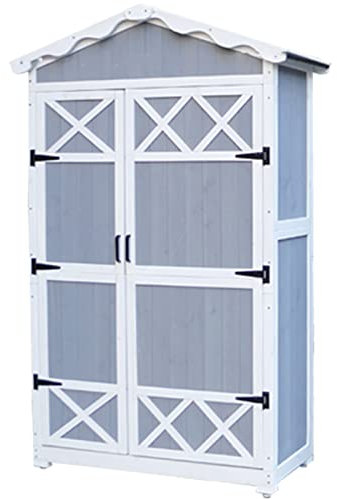 Armoire de rangement de jardin en bois résistant aux intempéries avec poignées en métal - Abri de jardin extra haut pour meubles de terrasse, jardin, maison de jardin (taille : B)