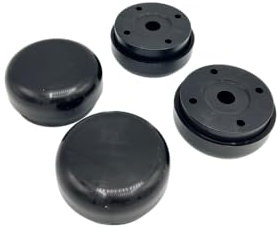 KLAMA 4X Möbelfüße höhenverstellbar - Füße für Möbel Ø 55 mm aus Kunststoff - Hochwertige Möbelerhöhung zum Anschrauben - 4er Set Gleitfüße in Schwarz inkl. Schrauben (Ø 55 mm)