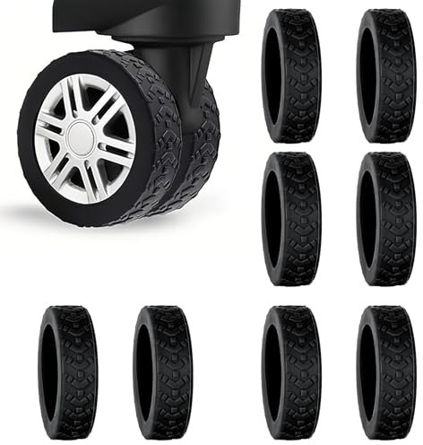 Copriruota per Bagagli 8 pezzi Protezioni per Ruote di Bagagli Copri Valigia Protegge Ruote, Coperture Protettive per Antiscivolo Cancellazione del Rumore Nero