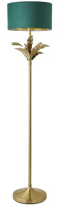 ValueLights | Christina Green Velvet with Gold Inner Drum Shade Gold Palm Leaf Floor Lamp | Floor Lamps, Home Décor & Improvement Essential