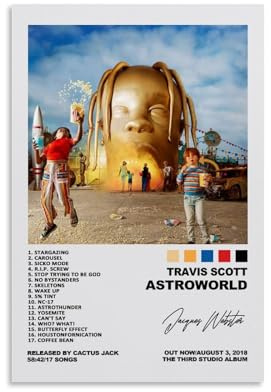 FVLYRWMQX Travis Poster Scott Music Rapper Singer Album Cover Für Zimmer, Ästhetische Leinwand-Wandkunst, Schlafzimmer-Dekor Poster 16x24inch(40x60cm)
