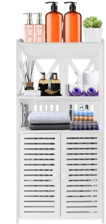 Xinng Wasserdichter Badezimmerschrank mit 3 Ebenen – Freistehender Badschrank mit offenen Ablagefächern für Bad, Küche & Wohnzimmer (40x25x90cm)