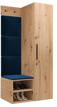 Mirjan24 Garderoben-Set Mapreni III, Schuhschrank + Kleiderhakenbrett + Kleiderschrank Gepolstertes Paneel/Wandpaneel Kleiderhaken Flurgarderobe Wandgarderobe (Artisan Eiche, Manila 26)