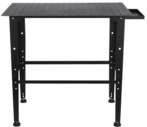 Schweißtisch Metall Schweißen Bank, 1320 lbs Tragfähigkeit Profi Werktisch,Kohlenstoffstahl Arbeitstisch,Verstellbare Stützklammern,91.5 * 60 * 84.5cm,Schwarz