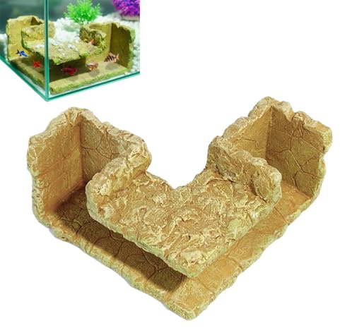 Penlimly Aquarium Underground Tunnel,Resin Double Entrance Habitat Tools,Aquarium Cave Decorations - for Breeding Hiding Pet Stuff Water Indoor Outdoor