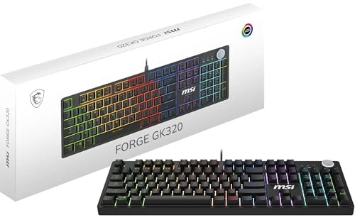 MSI Forge GK320 - RED SWITCHES US-Layout Mechanical Gaming Keyboard - Mechanische rote (lineare) Switches, Hot-Swappable, magnetische Abdeckung, ergonomische Tastenkappen, rutschfeste Unterseite