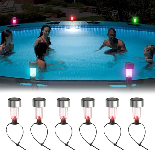 Solar-Zaunlichter - 6er-Pack Wasserdichte Bunte LED-Gartenleuchten | Outdoor-Anbindelampen Für Bäume Und Geländer | Edelstahl-Set Für Terrassen, Hinterhöfe Und Poolbereich-Atmosphärenbeleuchtung