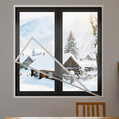 YXRS Film Isolant pour Fenêtre 130 x 80 cm Isole de La Chaleur et du Froid Kit Isolant pour Porte et Fenêtre Installation Simple Convient Aux Vérandas et Aux Fenêtres en Verre, Blanc