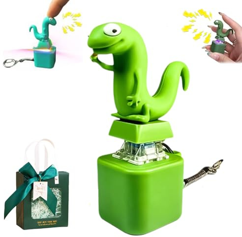 Lizard Fidget Keychain with Sound and Light - Rechargeable Anti-Stress Clicker Toy for Anxiety Relief, Portable Sensory Gadget for Office, Fun Gift for Adults & Kids (1)