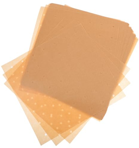 Papier Sulfurisé Perforé pour Friteuse à Air 100 Pcs 30x28 CM | Feuilles de Cuisson Jetables, Design Antiadhésif, Résistant à Chaleur, Usage Quotidien et Grillades