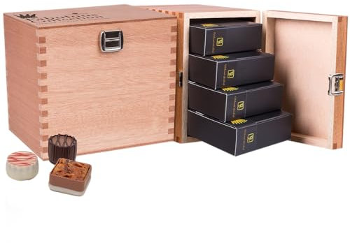CHOCOLISSIMO - Schokolade Geschenk - Pralinen Geschenk - 40 Stk in einem Holzschatzkästchen, ohne Alkohol - Geschenkidee Frauen, Männer, Mutter, Mama, Papa, Muttertag, Vatertag, alkoholfrei - Fabulous