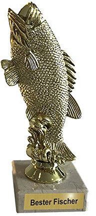 Larius Angel Fisher Fisch Trophäe Figur Forelle Pokal inkl. Wunschtext - Bester Angler