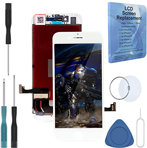 White for iPhone 8 Plus 5.5 Inch LCD Screen Replacement Full Digitizer Assembly Frame Set Front Glass 3D Touch Display Required Tool Kit