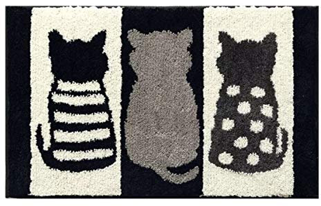 eBoutik Door Mat Non Slip Indoor Doormat Machine Washable Barrier Mat Dirt Trapper (Cats, 50cm * 80cm)
