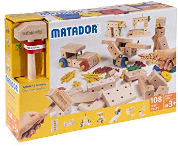 Matador 21108 M108 Baukasten, ab 3 Jahren, holzfarben, bunt