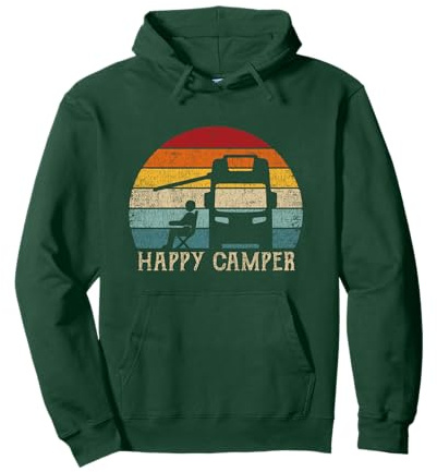 Happy Camper Hoodie - RV 70er Jahre Retro Wohnmobil Camping Pullover Hoodie