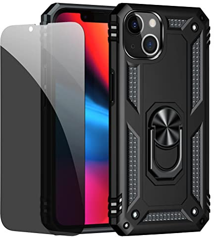JOYTAG Hülle für iPhone 13 Schwarz handyHülle mit Anti-Spähen Privatsphäre Schützen Folie Blickschutzfolie