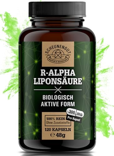Alpha Liponsäure 300mg - WICHTIG: R Alpha Liponsäure Hochdosiert +körpereigene Form für Optimale Bioverfügbarkeit - ALA Kapseln - R Alpha Liponsäure I Laborgeprüft DE SCHEUNENGUT®