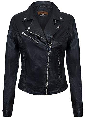 Ladies Leather Jacket Classic Biker Style Black Real Leather Womens Jacket 2XL