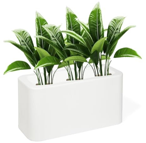 KLORIS Vaso basso da giardino Fioriera rettangolare recinzione separé siepe BLOG 35 BIANCO polietilene cm 70x30 altezza cm 35 tutta capienza. Made in Italy